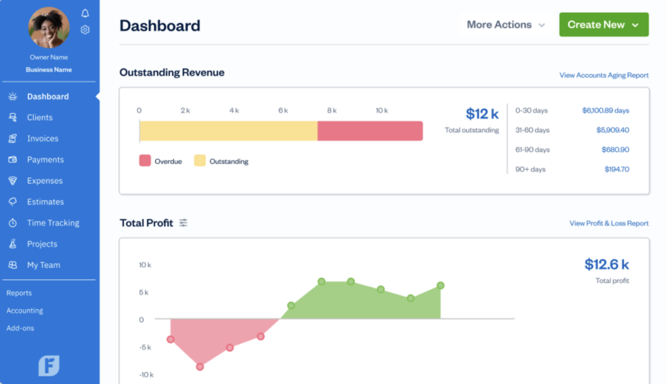 Agency software includes accounting software like Freshbooks.