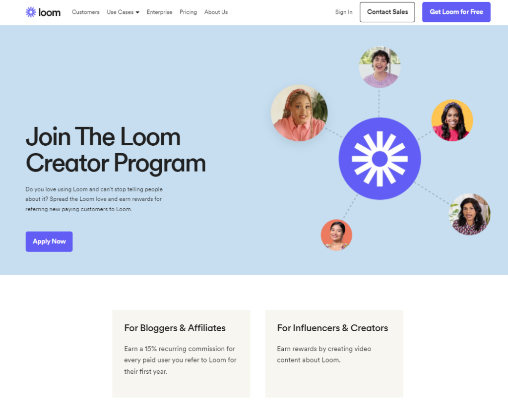 Loom creator program re-name affiliate program example