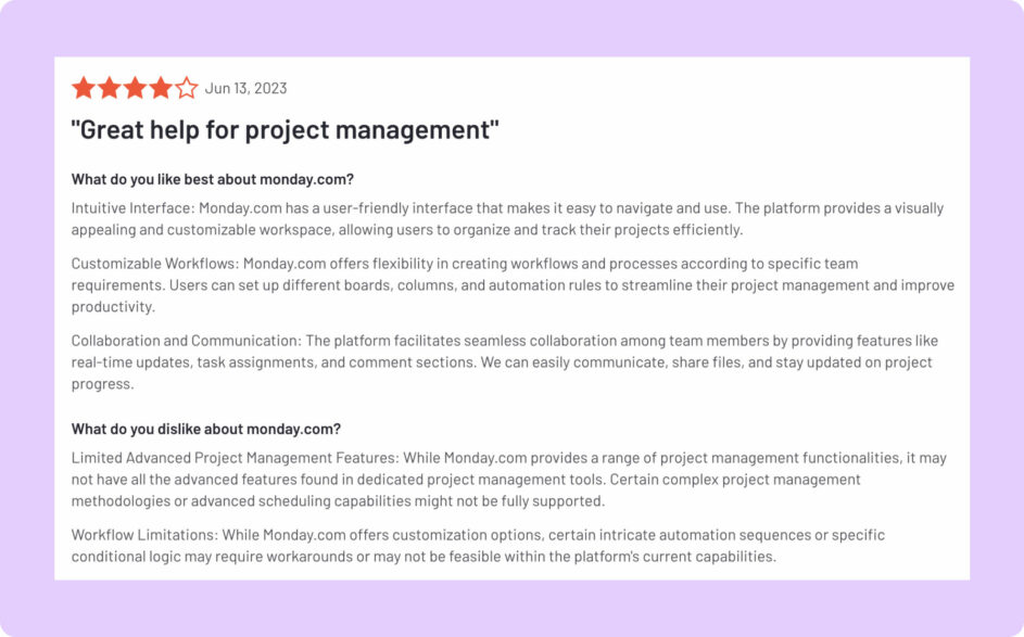 This customer likes that monday.com is user-friendly.